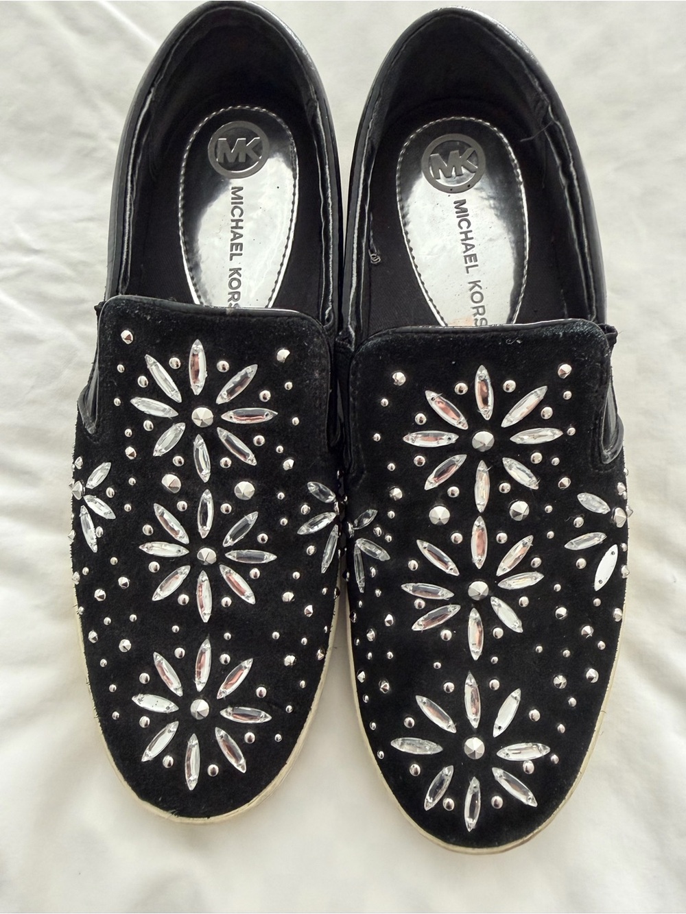 Michael Kors Women’s Black Embellished Slip-On Sneakers